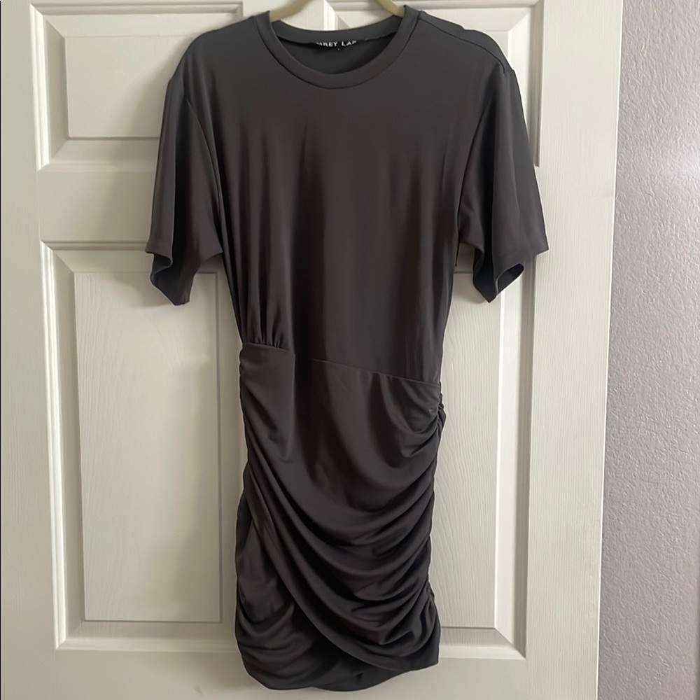 Grey Lab Gray Ruched Bodycon Mini Dress